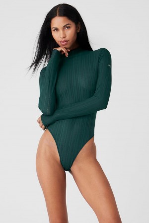 Body Alo Yoga Euphoria Long Sleeve Mujer Verdes | Mexico KWJ-378021