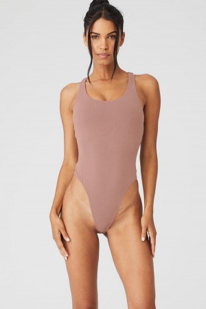 Body Alo Yoga Sleek Back Mujer Smoky Quartz | Mexico YIU-135609