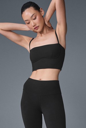 Bra Tank Alo Yoga Airbrush Streamlined Mujer Negros | Mexico KRM-206143