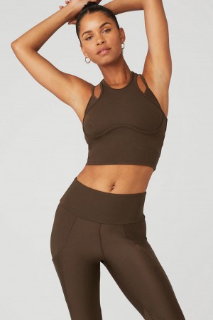 Bra Tank Alo Yoga Ribbed Airlift Enchanted Mujer Espresso | Mexico VWX-267945
