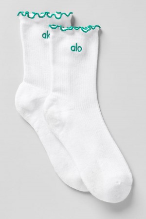 Calcetines Alo Yoga Lettuce Edge Mujer Blancos Verdes | Mexico UAT-264897