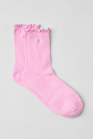 Calcetines Alo Yoga Lettuce Edge Mujer Rosas | Mexico MTO-715846