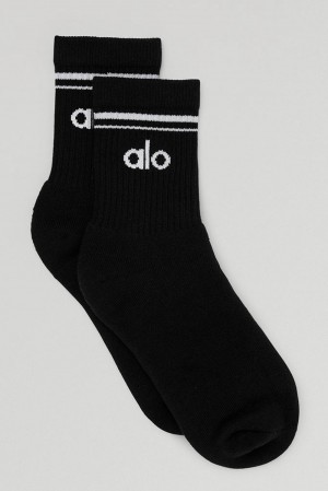 Calcetines Alo Yoga Unisex Half-Crew Throwback Mujer Negros Blancos | Mexico YVN-195387