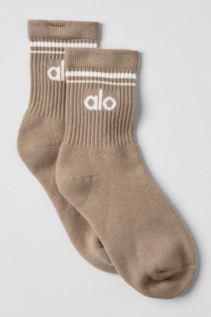 Calcetines Alo Yoga Unisex Half-Crew Throwback Mujer Blancos | Mexico KBY-691840