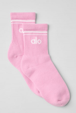 Calcetines Alo Yoga Unisex Half-Crew Throwback Mujer Rosas Blancos | Mexico ZVY-425301