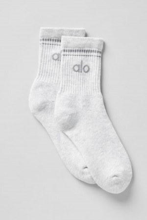 Calcetines Alo Yoga Unisex Half-Crew Throwback Mujer Blancos Grises | Mexico TIW-675384