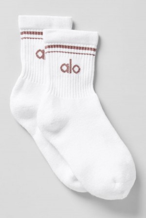 Calcetines Alo Yoga Unisex Half-Crew Throwback Mujer Blancos | Mexico JMC-397160