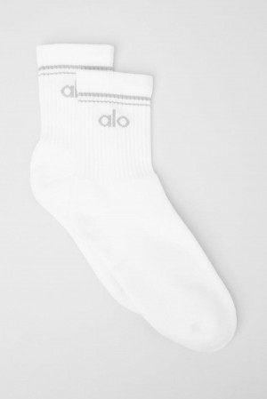 Calcetines Alo Yoga Unisex Half-Crew Throwback Mujer Blancos Titanium | Mexico NMQ-425706
