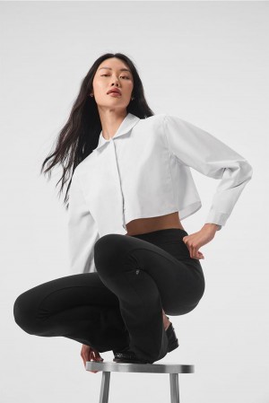 Camisa Recortada Alo Yoga Take Me Out Button Up Mujer Blancos | Mexico PIX-503748
