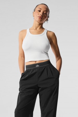 Camiseta De Tirantes Para Correr Alo Yoga Goddess Ribbed Go-To Mujer Blancos | Mexico IZJ-526891