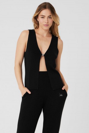 Camiseta De Tirantes Para Correr Alo Yoga Knit Salana Mujer Negros | Mexico GFL-084792