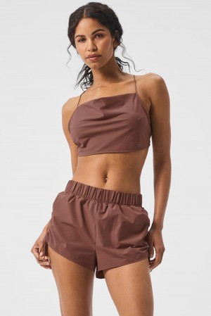 Camiseta De Tirantes Para Correr Alo Yoga Cropped Megastar Mujer Chestnut | Mexico IBN-721630