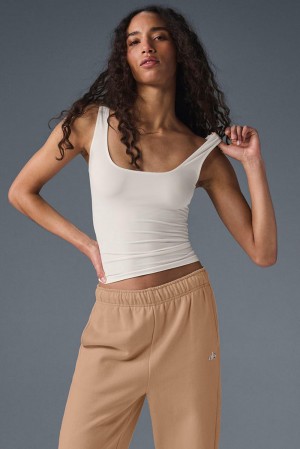 Camiseta De Tirantes Para Correr Alo Yoga Sheer Glow Mujer Ivory | Mexico WKY-634052