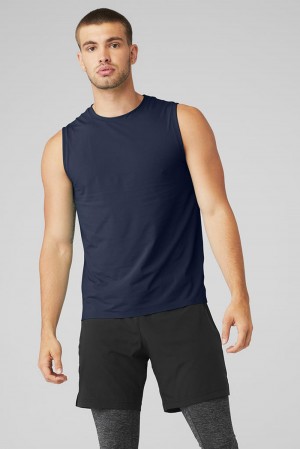 Camiseta De Tirantes Para Correr Alo Yoga Idol Performance Hombre Azul Marino | Mexico APZ-096451