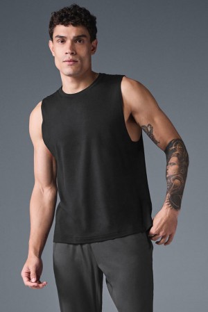Camiseta De Tirantes Para Correr Alo Yoga Conquer Muscle Hombre Negros | Mexico ESF-136425