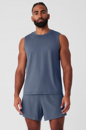Camiseta De Tirantes Para Correr Alo Yoga Conquer Muscle Hombre Bluestone | Mexico IJB-510862