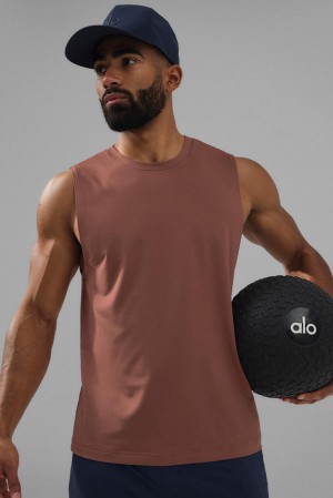 Camiseta De Tirantes Para Correr Alo Yoga Conquer Muscle Hombre Chestnut | Mexico UVZ-546271