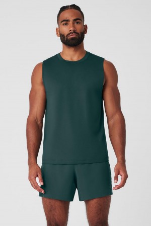 Camiseta De Tirantes Para Correr Alo Yoga Conquer Muscle Hombre Verdes | Mexico GNU-960174