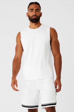 Camiseta De Tirantes Para Correr Alo Yoga Conquer Muscle Hombre Blancos | Mexico VQH-264901