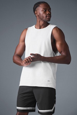 Camiseta De Tirantes Para Correr Alo Yoga Society Raw Edge Hombre Blancos | Mexico HSI-895623