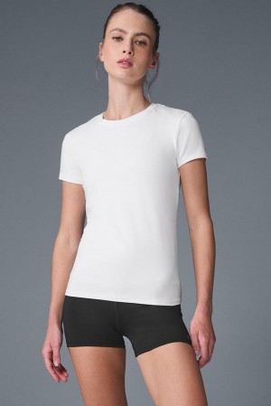 Camisetas Para Correr Alo Yoga Alosoft Finesse Mujer Blancos | Mexico LGW-380915