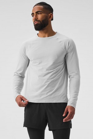 Camisetas Para Correr Alo Yoga Idol Long Sleeve Performance Hombre Titanium | Mexico MLF-062918