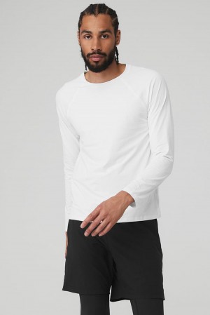 Camisetas Para Correr Alo Yoga Idol Long Sleeve Performance Hombre Blancos | Mexico NLB-846327