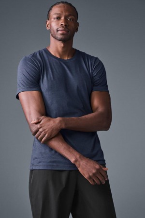 Camisetas Para Correr Alo Yoga Triumph Hombre Azul Marino | Mexico CEX-413607