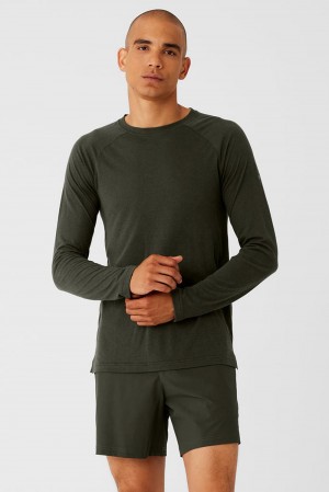 Camisetas Para Correr Alo Yoga Triumph Long Sleeve Hombre Verdes | Mexico AYI-475283