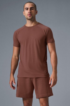 Camisetas Para Correr Alo Yoga Triumph Raglan Hombre Chestnut | Mexico MAI-109658