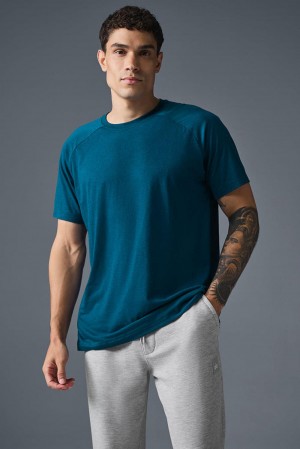 Camisetas Para Correr Alo Yoga Triumph Raglan Hombre Azules | Mexico OUJ-597381
