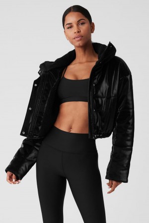 Chamarra Puffer Alo Yoga Orion Cropped Mujer Negros | Mexico CQF-184726