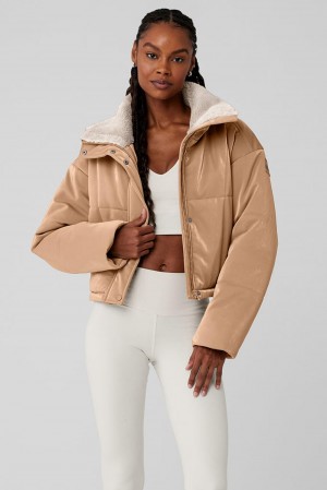 Chamarra Puffer Alo Yoga Orion Cropped Mujer Toasted Almond | Mexico SGZ-873065