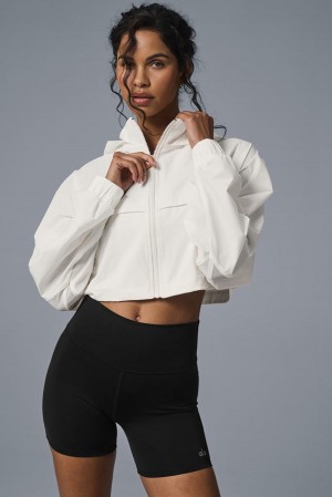 Chamarras Alo Yoga Cropped Playmaker Mujer Ivory | Mexico SHL-921753