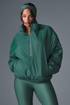 Chamarras Alo Yoga Latitude Light Weight 1/2 Zip Pullover Mujer Winter Ivy | Mexico LOH-560839