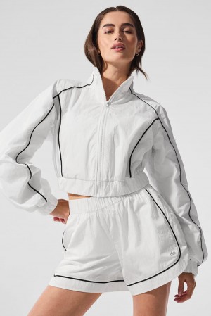 Chamarras Alo Yoga Motivate Full-Zip Track Mujer Blancos Negros | Mexico EYF-136945