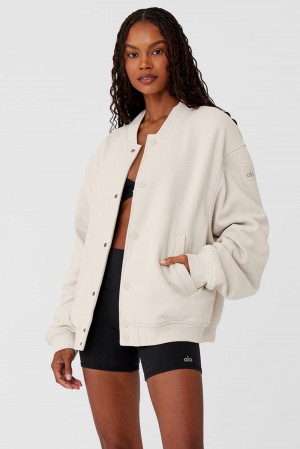 Chamarras Alo Yoga Renown Varsity Mujer Bone | Mexico PYB-024651