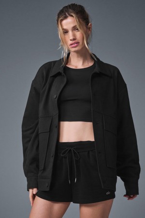 Chamarras Alo Yoga Unisex One Up Mujer Negros | Mexico HPA-163297