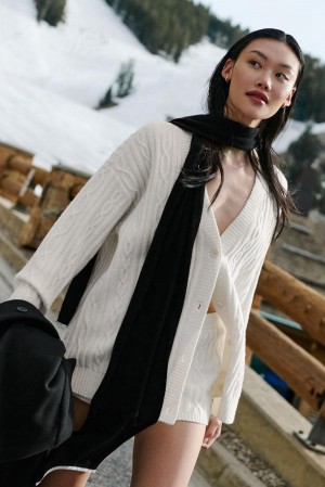 Cárdigan Alo Yoga Cable Knit Winter Bliss Mujer Ivory | Mexico HXD-139460