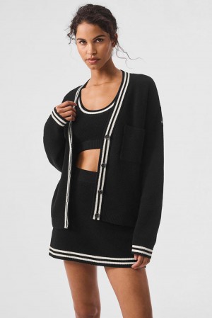 Cárdigan Alo Yoga Tennis Club Sweater Knit Mujer Negros | Mexico JAZ-974563