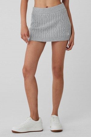 Falda Alo Yoga Cable Knit Winter Bliss Mini Mujer Grises | Mexico HRB-318657