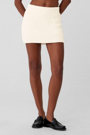 Falda Alo Yoga Cable Knit Winter Bliss Mini Mujer Ivory | Mexico VPM-651234
