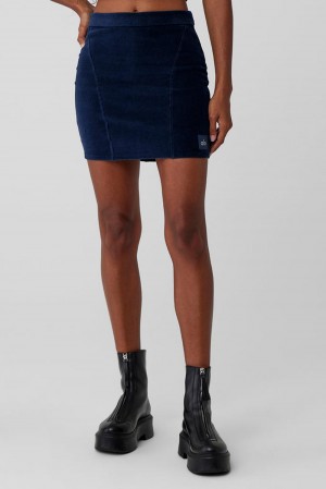 Falda Alo Yoga Micro Corduroy Winter Break Mini Mujer Azul Marino | Mexico OVT-152804