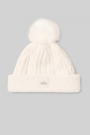 Gorro Alo Yoga Cable Knit Mujer Ivory | Mexico PET-378692