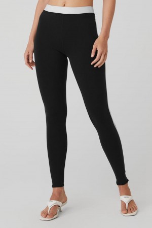 Leggins Alo Yoga Airbrush High-Waist Streamlined Mujer Negros Blancos | Mexico NUP-709652