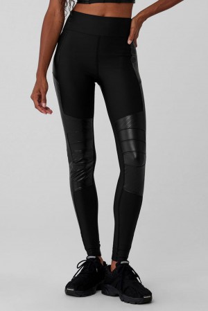 Leggins Alo Yoga Airlift Winter Warm High-Waist Supermoto Mujer Negros | Mexico FPB-194056