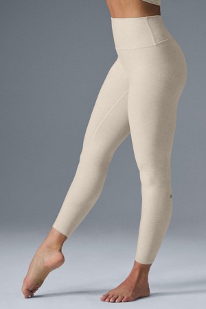 Leggins Alo Yoga Alosoft High-Waist 7/8 Highlight Mujer Oatmeal Heather | Mexico EAH-817693