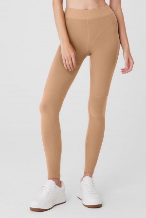 Leggins Alo Yoga Alosoft High-Waist Head Start Mujer Toasted Almond | Mexico RQK-098164