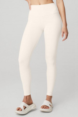 Leggins Alo Yoga High-Waist Airbrush Mujer Ivory | Mexico EJU-195826