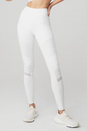 Leggins Alo Yoga High-Waist Moto Mujer Blancos Blancos | Mexico XMP-915843